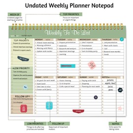 Weekly To Do List Notepad, Undated Weekly Planner Weekly Desk Planner with 52 Tear Off Sheets Habit Tracker & Productivity Organizer for Home School and Work, 8.5''x11'' -Light Green