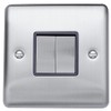 Caradok 2 gang 2 way plate switch Brushed Chrome, Metal