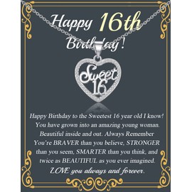 FUSTMW Sweet 16 Gifts Necklace 16th Birthday Gifts for Girls Sweet 16 Jewelry 16 Year Old Girl Birthday Gifts (silver)