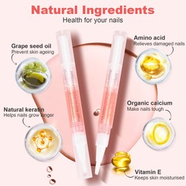 Meschett 3PCS Nail Cuticle Oil Pens with Nail File, Cuticle Oil for Nails from Natural, Nail Oil Cuticle for Cracked and Dry Nail(Blueberry & Rose & Apple Flavor)