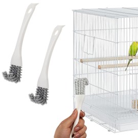2 Pcs Bird Cage Brush with Scraper - Bird Cage Cleaner for Cleaning Kennels Perches Poop Remover Parrot Parakeet Pet Cage Accessories (2 Pcs)