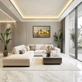 Kylora Lemon Wall Art Still Life Lemons Pictures Wall Decor Fruit Prints Modern Artwork Oil Painting Home Office Decorations For Kitchen Bathroom Bedroom Dining Living Room 36"x24"