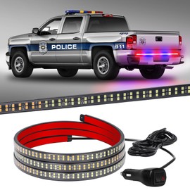 XRIDONSEN 60 inch Truck Tailgate Police Lights Strip 360 LED Rear Window Police Lights Red Blue Emergency Strobe Lights Flashing Warning Hazard Safety Lights w/Waterproof Flexible for Vehicles Trucks