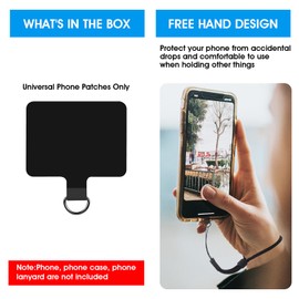 Cobee Universal Phone Tether Tabs, 4 Pcs 2.28" x 1.5" D-Buckle Phone Lanyard Replacement Part PVC Transparent Phone Lanyard Patches for Safety Drop Protection Compatible with Most Smartphones(Black)