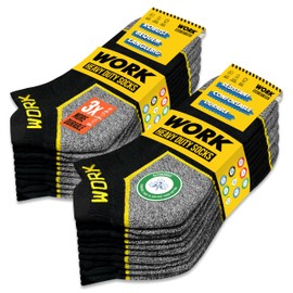 SOXCO Ankle Work Socks Men 9-12 Black Ankle Women Socks 4-7, 10 Pairs, 9-11