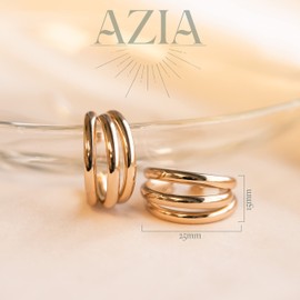 Azia Jewelry Multiple Hoops in One Earrings, Triple Hoop Earrings for Women, Gold Earrings for Women Trendy, Earrings Trendy, Simple Retro Fashion Metal Earring (Small Size)