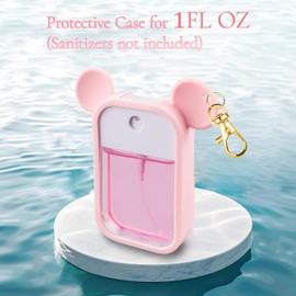 TERPINK Silicone Case Compatible with Touchland Hand Sanitizer Spray 1 fl oz, Mouse Design Protective Case with Keychain for Power Mist and Glow Mist, Hand Sanitizer Spray Accessory 1 Pack (Pink)