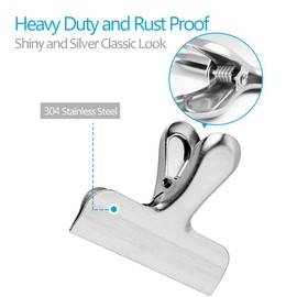 Pack of 8 Bag Clips, Stainless Steel and Heavy Duty Metal Bag Clip,Tightly Seals Chip, Coffee, Bread or Cereal Bags to Keep Food Fresh, for Home, Kitchen, Office, Pantry, Camping