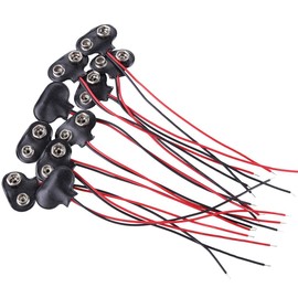 Paquete de 10 conectores de clip de batería de 9 V, de piel sintética tipo T, conexión larga de carcasa de cable