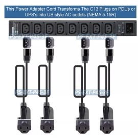 Unbranded Premium IEC320 C14 Male To NEMA 5-15R Power Cord Adapter 18 AWG Rating - 3 Feet