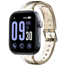 GTX13, GTX12 Smart Watches Band, Lamshaw 22mm Glitter Clear Silicone Transparent Clear Soft Silicone Sports Straps Compatible for Fitpolo GTX12, ENOMIR GTX12, Tensky GTX12, uaue T60, QXQ T60, QCOQ T60 Smart Watches (for 22mm size band, Rose Gold)