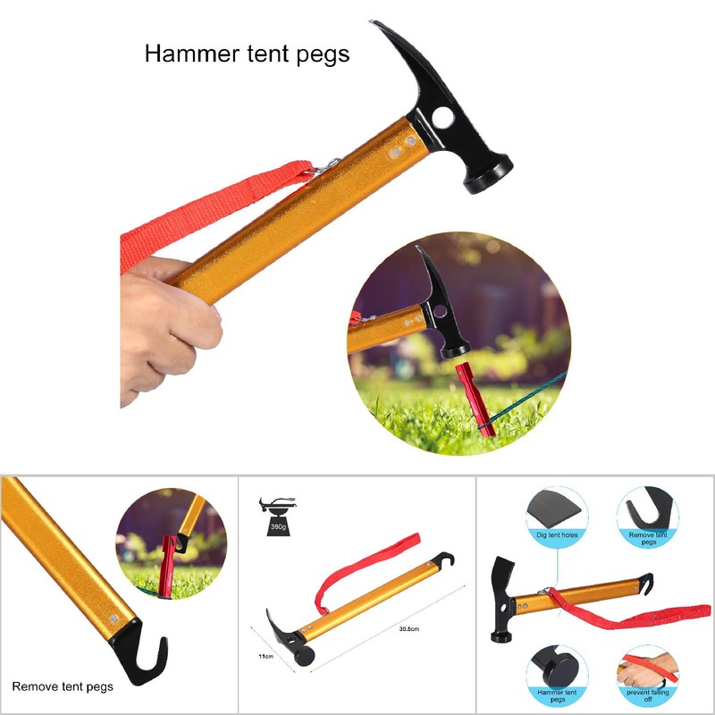 3 Colors Portable Aluminium Alloy Handle Outdoor Camping Hammer Tent