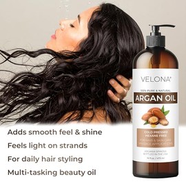 velona Argan Oil - 64 oz | 100% Pure and Natural | Morocco Oil | Stimulate Hair Growth, Skin, Body and Face Care | Nails Protector | Unrefined, Cold P