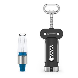 KITCHENDAO 2-in-1 Wine Aerator Pourer and Stopper and 3 in 1 Wing Corkscrew Wine Bottle Opener with Foil Cutter