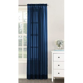 NetCurtainsUK Single Plain Voile Net Curtain Sheer Panels Slot Top Heading (Navy, 140cm (55'') Wide x 183cm (72'') Drop), (HMPVP01)
