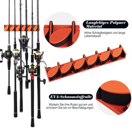 Goture Fishing Rod Holder Wall Mounted Vertical Fishing Rod Holder Fishing Rod Holder for Up to 6 Rods or Combos, Fishing Rod Holder for Storage