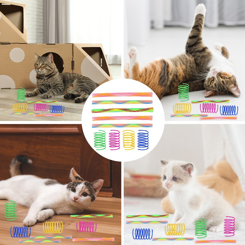 DGUSO 42Pcs Giocattoli a Molla e Tubo Colorati per Gatti