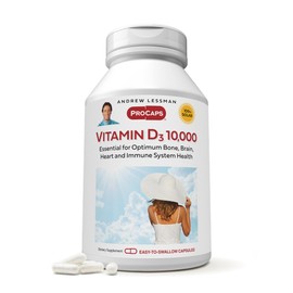 ANDREW LESSMAN Vitamin D3 10,000 IU 720 Capsules - High Potency, Essential for Calcium Absorption, Supports Bone Health, Healthy Muscle Function, Immune System, More. Small Easy to Swallow Capsules