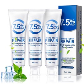 Puasok 3 Stück Hydroxylapatit Zahnpasta, Fluoridfreie Zahnpasta zur Zahnschmelzreparatur & Aufhellung, Hydroxyapatite Toothpaste gegen Zahnverfärbungen, für Empfindliche Zähne (je 120g)