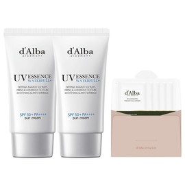 [Vegan Beauty] Dalba Waterful Essence Sun Cream SPF50+ PA++++ 50ml x 2p + Balancing Vegan Gel Cleanser 3ml x 5p set, 1 piece / [비건뷰티] 달바 워터풀 에센스 선크림 SPF50+ PA++++ 50ml x 2p + 밸런싱 비건 젤 클렌저 3ml x 5p 세트, 1개