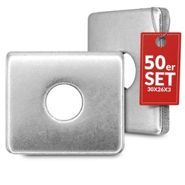 Qualinos 50 x clamping plates, 30 x 26 x 3 mm, high-quality attachment for double rod mat fence, stainless steel 1.4301, burglary protection, made in Germany. Double rod mat fence attachment