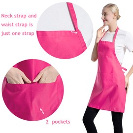 TSD STORY Total 15 PCS Plain Color Bib Apron Adult with 2 Front Pocket Hot Pink…