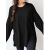 Wihion Women Oversized Long Sleeve T-Shirts Cotton Casual Crewneck Solid