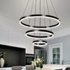 Viruhaka Modern LED Black Circular Pendant Light Fixture, Adjustable Height