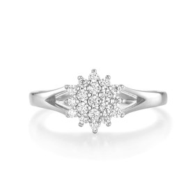 Ladies Wedding/Engagement Sterling 925 Silver 1 Carat White Sapphire Cluster Ring (P)