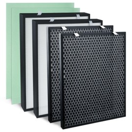 Air400 Replacement Filter Set Compatible with Bissell Air400 Air Purifier, 2 Pack 2521 True HEPA Filters& 2 Pack Pre-Filters& 2 Pack 2520 Active Carbon Filters, Compared to Part #2521, 2520, 3365
