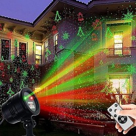 Christmas Projector Lights Outdoor Holiday Laser Lights Landscape Spotlight Red and Green Star Shower with 360 Accessibility Wireless Remote Christmas Decor for Xmas Party Outdoor Garden Patio Wall | Y YUEGANG