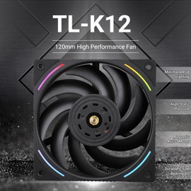 Thermalright TL-K12 Computer Case Fan 120mm CPU Cooler Fan,PC PWM Silent Fan with 2150RPM Speed, Black CPU Cooling Fan