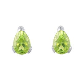 Ivy Gems 9ct White Gold Peridot Tear Drop Small Stud Earrings