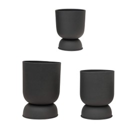 Bloomingville Textured Metal Footed Planters, Black Finish, Set of 3 (Holds 9", 8" & 7" Pots)