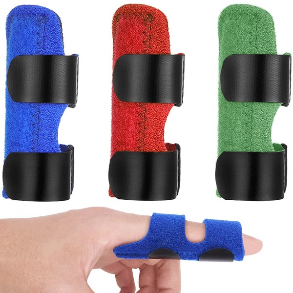 Pack of 3 Finger Splints, Trigger Finger Splints, Mallet Finger Splint, Finger Straightener, Finger Support for Sstenosising Tendonitis, Sports Injuries, Finger Pain Relief