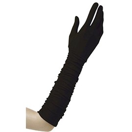 Plisse Lycra - Black Lycra Satin & Sequin Gloves for Fancy Dress Costumes Accessory