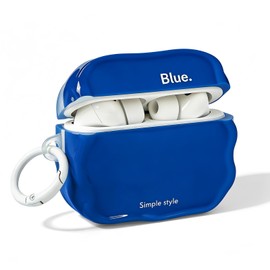 Woyinger Wave Series Case for AirPods Pro 3, Unique Irregular Wave-Shaped Glossy TPU Protective Cover with White Carabiner, Minimalist Aesthetic Design - Royal Blue