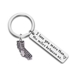 JJTZX I Love You More Than The Miles Between Us Long Distance Relationship State Map Keychain Going Away Gift Travel Gift (California)