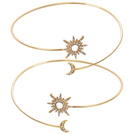 2 Piezas Joyas Brazaletes Dorados Para Mujer Brazalete Dorado En La Parte Superior Del Brazo Pulsera Para Mujer Pulseras De Brazo Para Esposas Perder Aleación Manga Temperamento