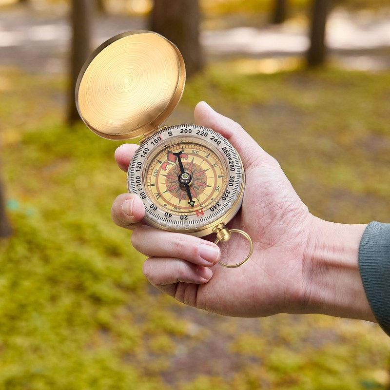 2 Pcs Pocket Compass for Navigation Compass, Waterproof Metal Luminous