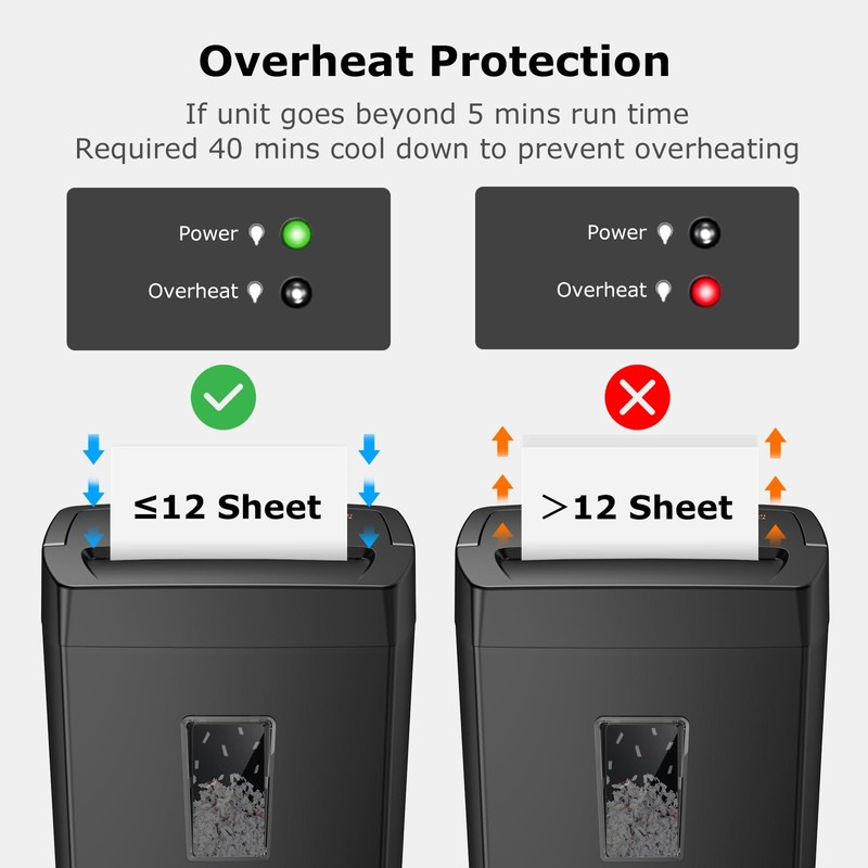 Bonsaii 12-Sheet Cross Cut Paper Shredder, 5.5 Gal Home Office