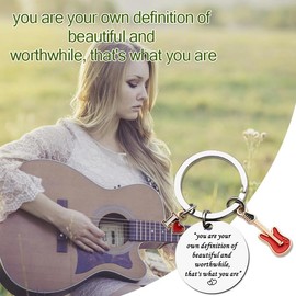 Positive Motivational Uplifting Encouragement Gifts for Friend Sister Keychain for Guitar Player Gifts for Women Musician Gifts Keychain for Mom Music Gifts for Music Lover Keychains