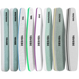 8Pieces Nail File and Buffer, Emery Boards Nail File Set Professional Nail Buffer File Block Nail Buffer Washable Double Sided for Acrylic/Natural/Gel Nails (100/150/180/220/240/280/1000/4000 Grit)