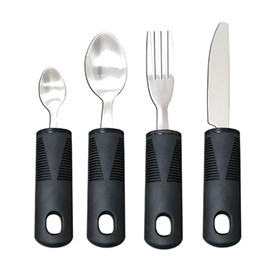 NIYATA 4 Pcs Wide Handles Easy Grip Cutlery Set,Chunky Handles Cutlery for Disabled Hands,Caring Cutlery,Comfortable Dining Aid for Elderly and Adults with Arthritis and Parkinson's Disease