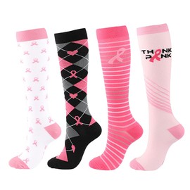 SSDH 4Pair Compression Socks for Women (20-30 mmHg) , Knee High Long Stockings is Best Support for Athletic,Running,Nurses,Sports,Fitness,Cycling. (m, 01)