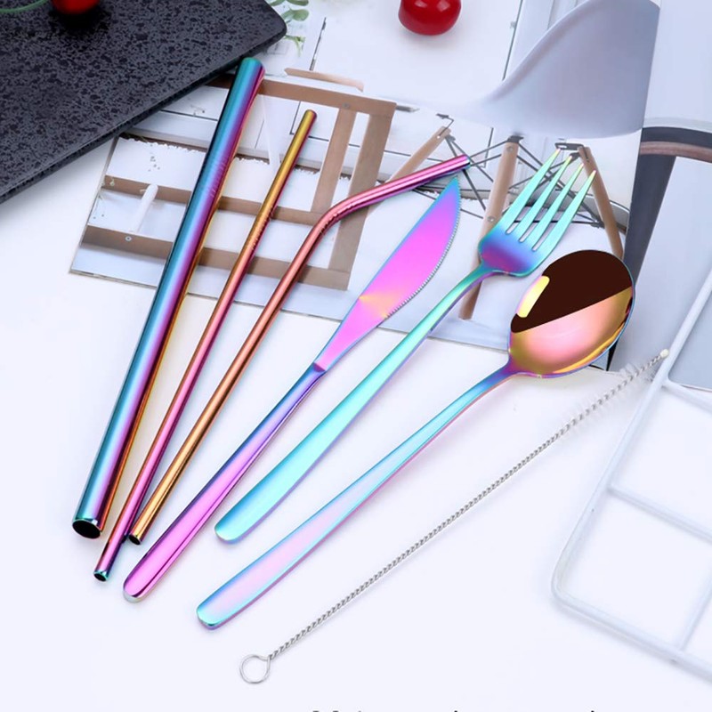 Travel Utensils Set with Case, Reusable Stainless Steel Cutlery Set