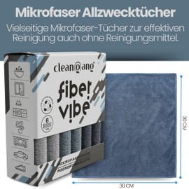 cleangang Microfibre Cloth Fibre Vibe for Various Surfaces, Microfibre All-Purpose Cloths for Hygienic Cleanliness Cleaning Cloths for Streak-Free Cleaning, Pack of 6, Multicoloured, 247