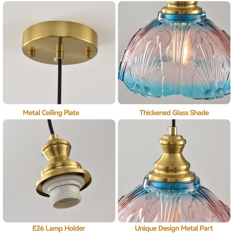 ZEYQLQZQ Glass Pendant Light Modern Pendant Lighting Fixtures Vintage Hanging