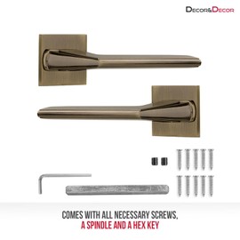 Decoranddecor Antique Brass Door Handles Internal – Aluminium Door Handle Sets Brass Door Handles for Wooden Interior Doors | Internal Door Handles for Bedrooms & Bathroom | Pera Range