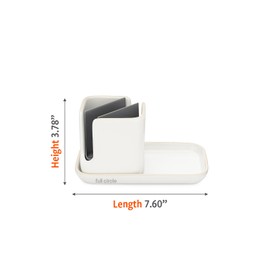 Full Circle Home Stash Ceramic Sink Caddy and Organizer, White/Gray
